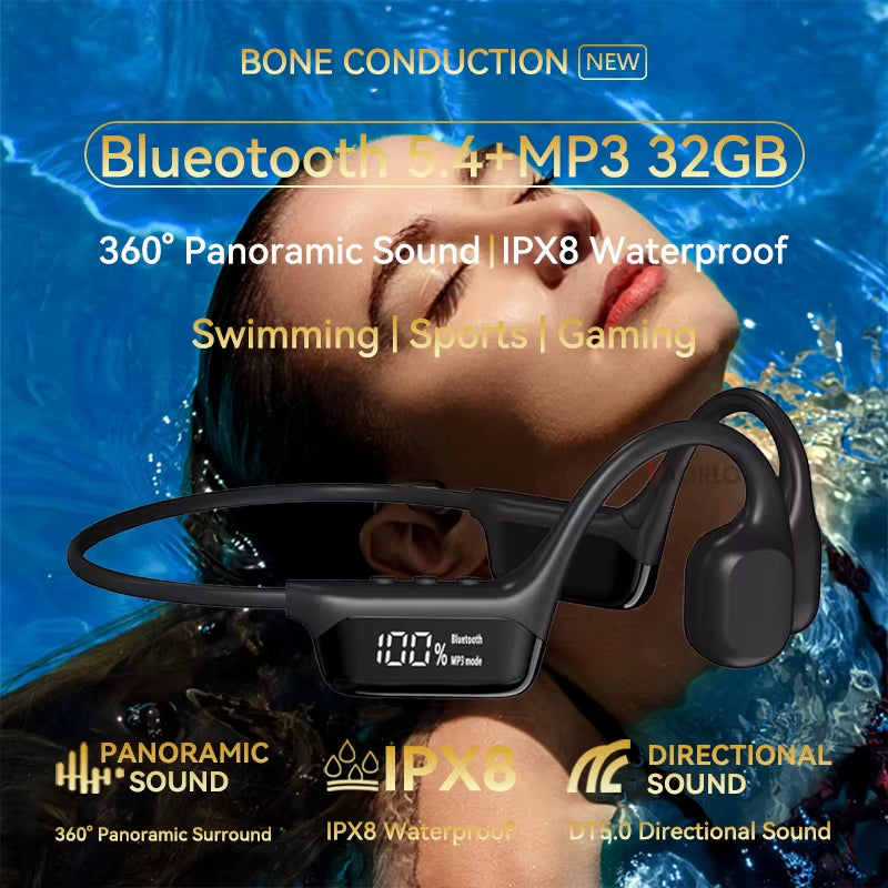 Xiaomi Bone Conduction Earphones IPX8 Waterproof Headset for Swimming Bluetooth 5.4 Wireless Sport Headphones MP3 32G RAM