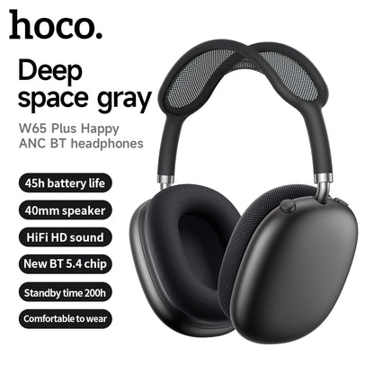 W65 Plus Over-Ear Wireless Bluetooth Headphones with ANC Noise Cancellation, HiFi Sound, Sports Headset with Built-in Controls