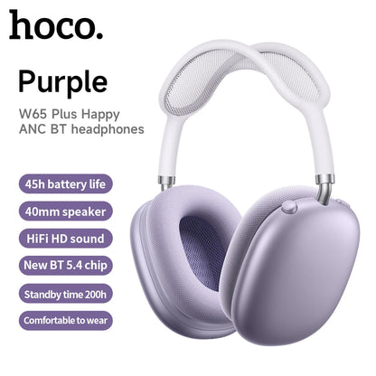 W65 Plus Over-Ear Wireless Bluetooth Headphones with ANC Noise Cancellation, HiFi Sound, Sports Headset with Built-in Controls