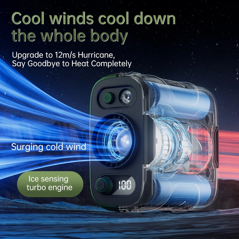 2025 High-Speed Waist Fan with 13,500RPM Motor – Portable 6,000mAh Power Bank Clip Fan for Outdoor, Construction, and Worksite Use
