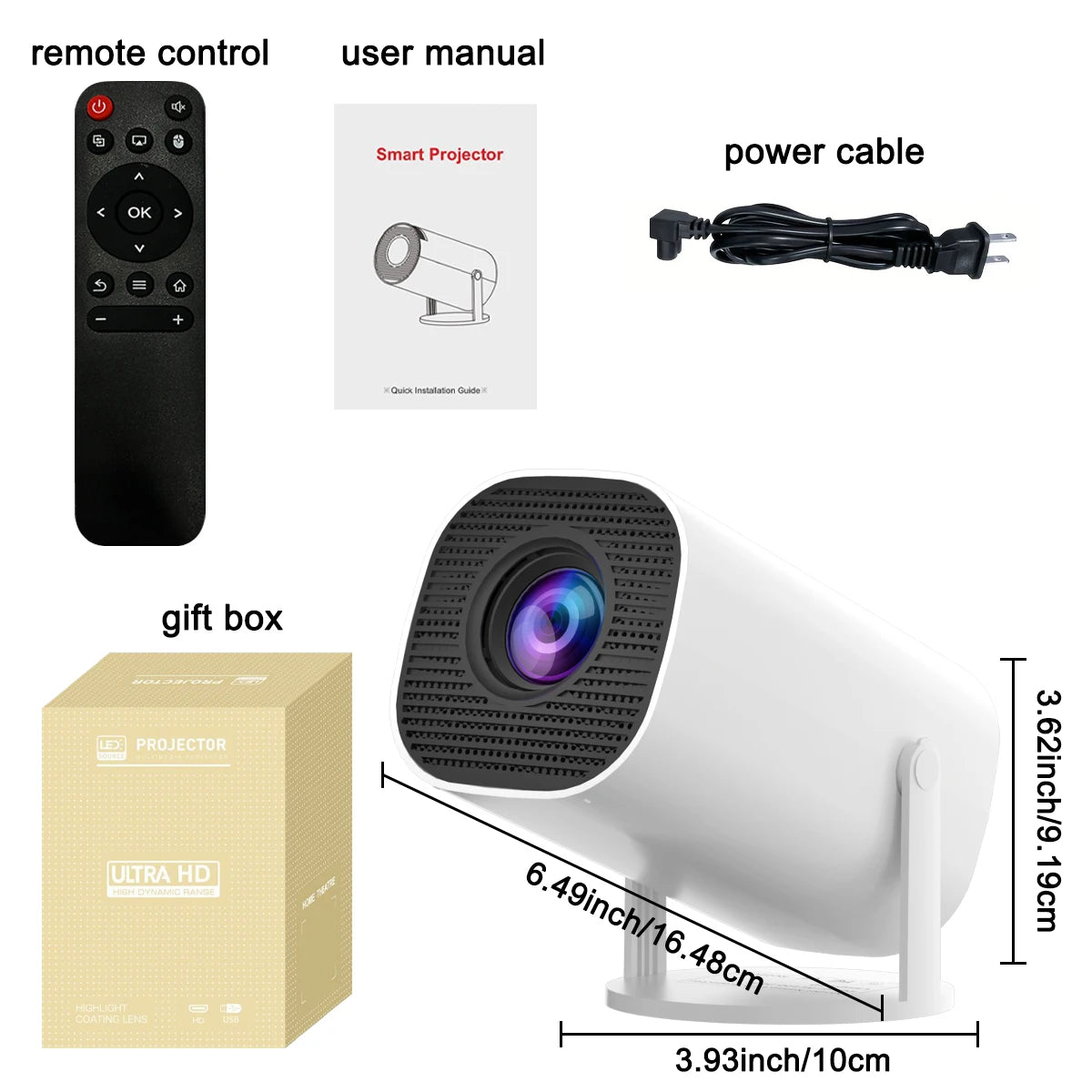 HY300 Projector Pro Supports 1080P 4K Wifi6 Wireless Suitable for Mobile Phones Notebooks Home Theater Projectors