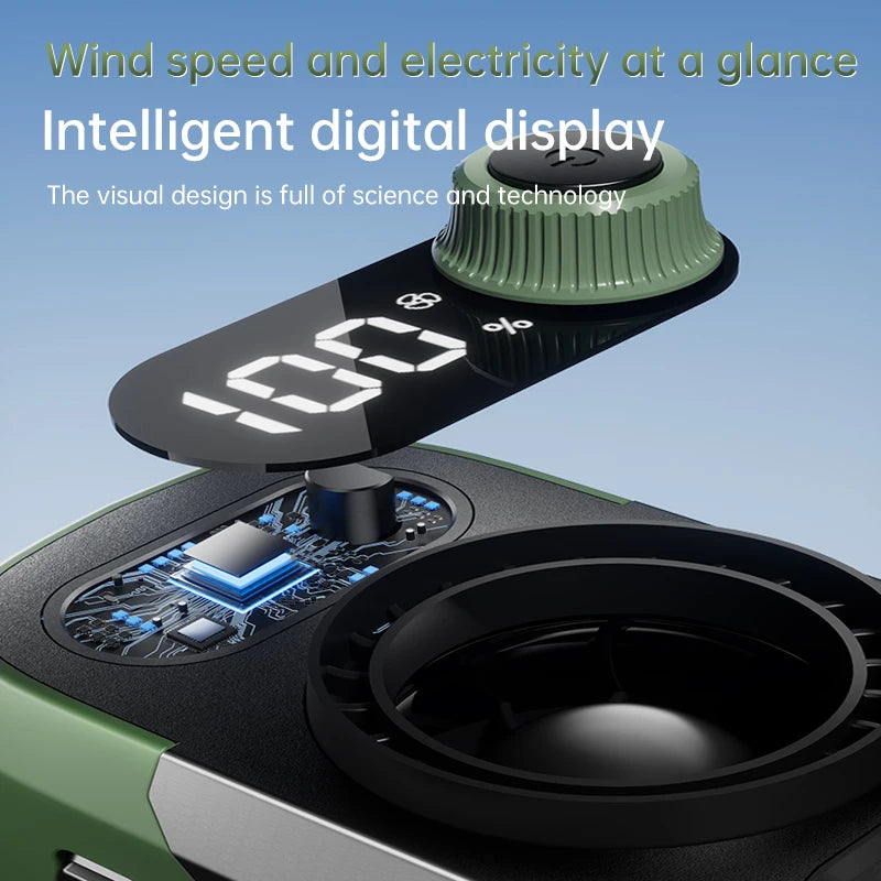 2025 High-Speed Waist Fan with 13,500RPM Motor – Portable 6,000mAh Power Bank Clip Fan for Outdoor, Construction, and Worksite Use
