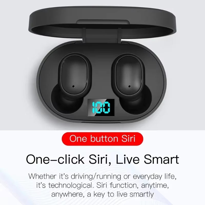 E6S Wireless Earbuds – Noise-Canceling In-Ear Headphones with LED Display Charging Case, Waterproof & Stereo Sound
